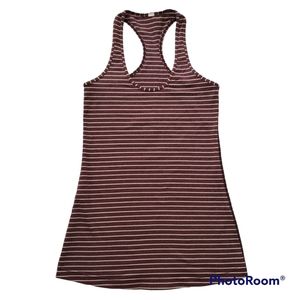 Lululemon Cool racerback tank west2east stripe maroon white sz 6